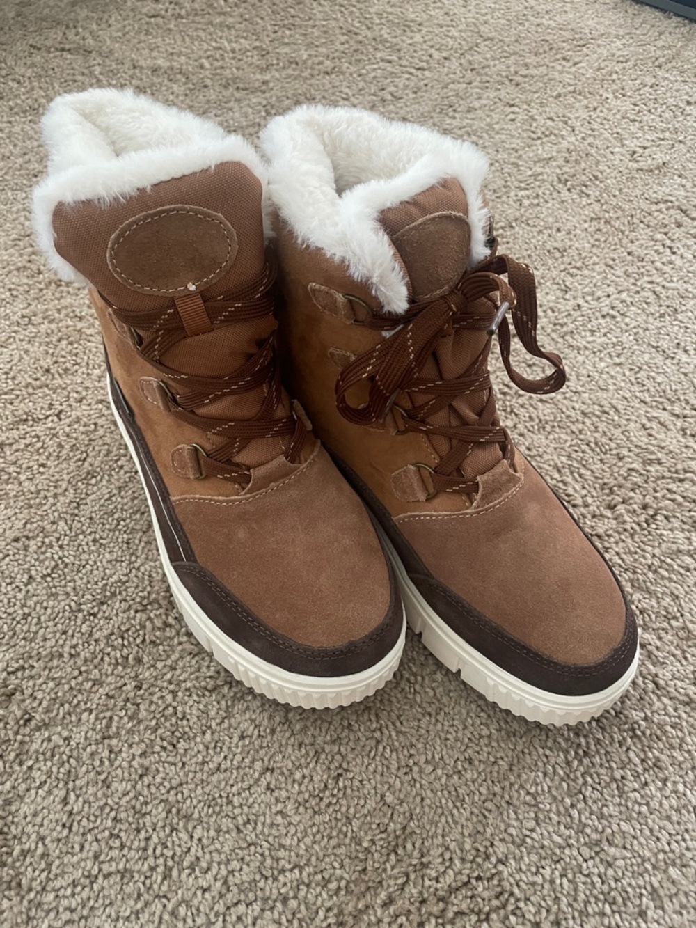 Women's Brown Suede Faux-Fur Lined Winter Boots